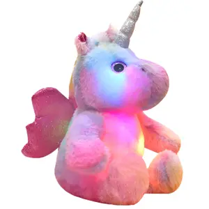 30cm gökkuşağı ünikorn oyuncaklar süper yumuşak dolması LED parlayan unicorn peluş parlaklık yastık çocuklar için