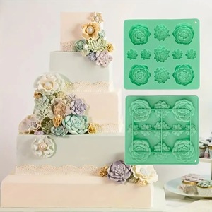 Succulent Rose Chocolate Cake Decorating Mold 11 Cavity Silicone Fondant Mold For Wedding Cake Border - Product Image 1
