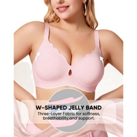Soutien-gorge sans couture en gelée pour femme, bralette sans armatures à bord ondulé, col en V, lingerie liftante, soutien-gorge grande taille, lissage des graisses dorsales