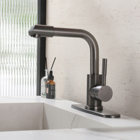 Robinet de salle de bain moderne classique à un seul trou, à poser sur le plan, avec acier inoxydable résistant à la corrosion et valve en céramique, pour usage hôtelier