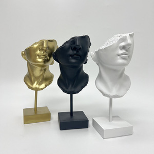 Statua in Resina Ispirata a <span class=keywords><strong>David</strong></span> dell'Antica Grecia, Busto Mezzo Volto, Scultura Astratta con Base per Arredamento Moderno di Casa, Mensole e Tavoli - Product Image 1