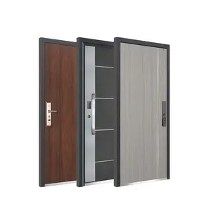 Puertas de seguridad de acero para entrada principal, puerta de metal para exterior, venta al por mayor, diseño moderno, alta calidad