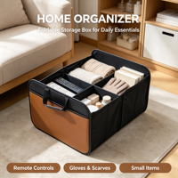 Boîte de rangement pliable multi-compartiments grande capacité avec poignée résistante à l'usure pour le tri des articles ménagers