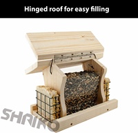 Mangeoire à oiseaux en bois de pin brut personnalisée - Cage à suets double suspendue pour oiseaux sauvages, pour la décoration de jardin extérieur