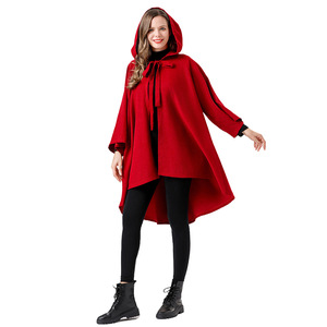 Capa de cosplay de Halloween con capucha, disfraz rojo y negro para adultos, disfraz de Caperucita Roja, bruja, Ceñíndose al viento. - Product Image 4