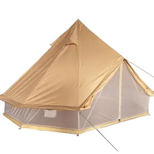 Glamping 贝尔帐篷 100% 防水棉帆布网状墙钟帐篷