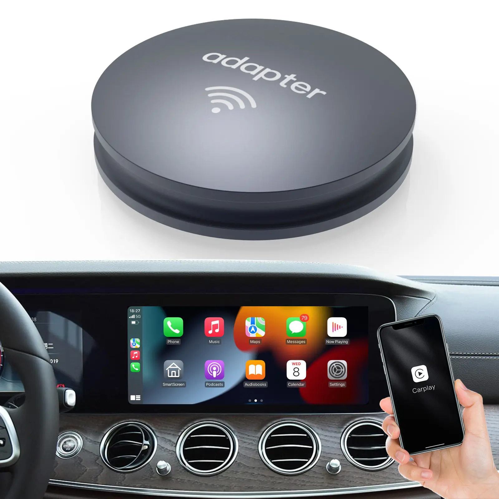 Autoabc Wireless CarPlay Dongle nueva actualización para coche OEM Wired CarPlay a USB Wireless CarPlay Adapter cableado a inalámbrico