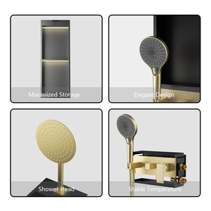 2025 Hot Sale Double Tier Niche Douche Met 304 Roestvrijstalen Body Ledstrip En Multifunctionele Abs Handdouche - Product Image 6