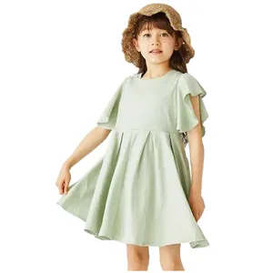 Multicolor optional casual round neck casual dresses elegant summer for kids girls 100 cotton