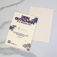 Carte-cadeau personnalisée avec logo imprimé, papier texturé beige 500 g/m², design minimaliste, pour salon de beauté et spa