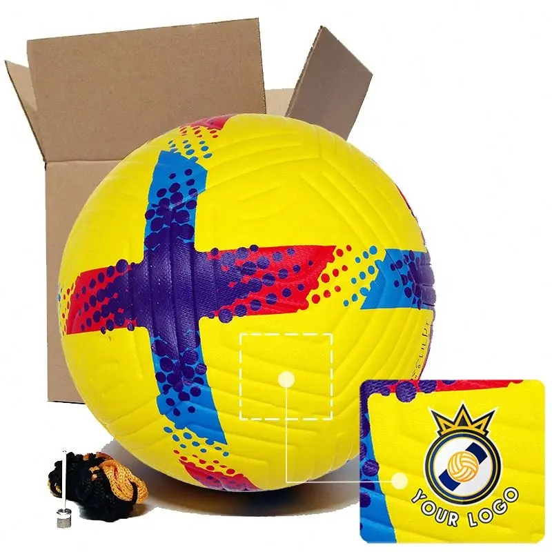Kişiselleştirilmiş özel LOGO futbol topu boyutu 4 boyutu 5 PU dikişsiz maç eğitim futbol topları özel kulüp ekibi LOGO topu