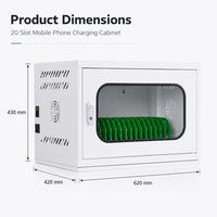 Armoire de recharge pour 20 téléphones portables avec porte transparente et serrure sécurisée pour station de recharge de téléphones dans les écoles et les bureaux