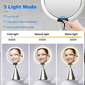 8in Smart Desktop 10X <strong>Magnifying</strong> Oval Vanity <strong>Mirror</strong> Dimmable Human Sensor Touch Switch Lighted Double Sided for <strong>Make</strong>-<strong>up</strong> <strong>Mirror</strong> - Product Image 2
