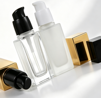 Flacon carré en verre givré transparent pour lotion, essence et fond de teint liquide