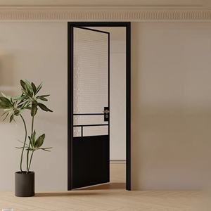 Watboc diseño minimalista casa Interior Retro francés puertas abatibles vidrio abatible puerta de aluminio solo vidrio templado puerta abatible - Product Image 6