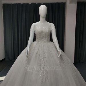 Robes de mariée princesse en dentelle Lsany206, robes de mariée à bretelles fines avec appliques et plis, robes de mariée de bal Jancember - Product Image 2