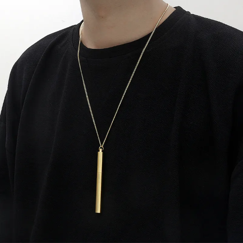 2020 хип-хоп цилиндрическое ожерелье для сигарет мужское ожерелье из нержавеющей стали