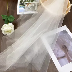 Tela clásica de tul de nailon para vestido de novia, tejido bordado de 120 ", color blanco, disponible