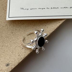 S925 Sterling Silver Simple Blogger Style Ring Version coréenne Conception de niche avec pierre d'agate coupée en gros - Product Image 3