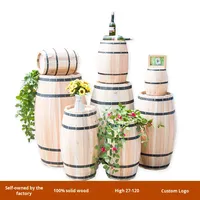 Baril de chêne naturel 50cm décor de baril de vin de bière en bois couleur de baril de vin rouge pour les expositions de bar seaux à glace de fête bacs à boissons