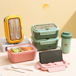 Boîte à bento en acier inoxydable <span class=keywords><strong>sans</strong></span> <span class=keywords><strong>BPA</strong></span> pour enfants, boîte à lunch avec <span class=keywords><strong>thermos</strong></span> anti-fuite, 3 compartiments pour enfants et adultes - Product Image 1