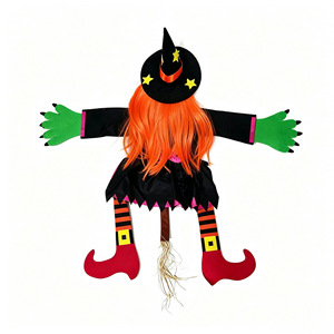 Decoraciones de Bruja Escalando el Árbol de Halloween, 88x103cm, Pelo Naranja, de Una Pierna, para Fiestas al Aire Libre, Accesorios para Casas Encantadas - Product Image 4