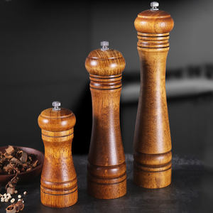 Moulin à sel et à poivre en bois écologique rechargeable, manuel, 5 pouces, 8 pouces, 10 pouces, réglage de la grosseur, Mr Right ZX0086 - Product Image 3