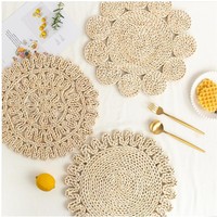 Mantel Individual Moderno de Fibra de Maíz Natural, Ecológico, Biodegradable, Hecho a Mano, Antideslizante, Resistente al Calor para Mesa de Té y Uso en Exteriores
