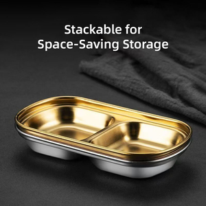 Assiettes de service multi-compartiments en acier inoxydable, style coréen, argent et or, pour dîner, sushi et mini-plats – Vente en gros usine - Product Image 4