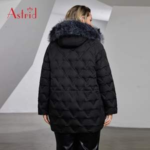 Cappotto di pelliccia di grandi dimensioni in lana cappotto lungo da donna con cerniera ampio collo di pelliccia - Product Image 3