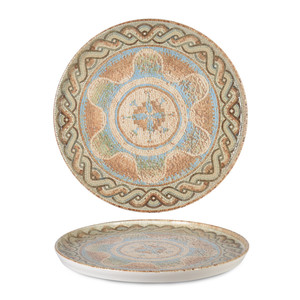 Celest Flat <b>Plate</b> with Rim Ø 26 cm H 1.7 cm Stackable Fine China Digital Print Rinart - Product Image 1