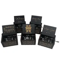 Caixa de música de madeira personalizada, caixa musical preta