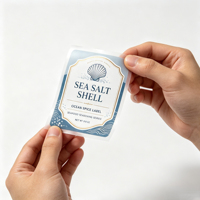 Étiquettes personnalisées en rouleau bleu marine, crème, or métallisé, coquillage, sel marin pour l'emballage et l'impression de bouteilles d'assaisonnements de fruits de mer