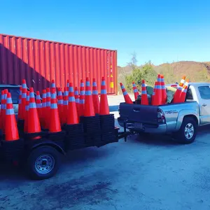 36 polegadas 90cm de Altura Visível de Alta Base De Borracha Preta PVC Tráfego Cone Cone Aviso de Controle de Tráfego