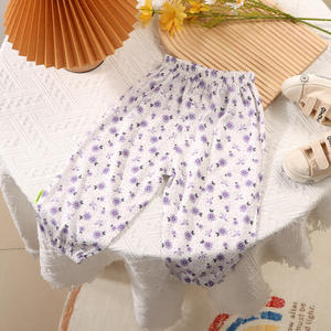 <span class=keywords><strong>Pantalon</strong></span> d'été imprimé respirant en coton et <span class=keywords><strong>lin</strong></span> à jambes larges et longueur cheville anti-moustiques pour garçons et filles - Product Image 1