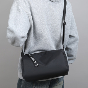 Men's Crossbody <b>Bag</b> Nylon Cylindrical Wear Resistant Fashionable Everyday Outfits Commuting <b>Black</b> <b>Small</b> Size - Product Image 3