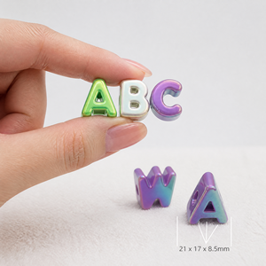 Perles Alphabet en Acrylique Plaqué UV, Breloques Lettres <span class=keywords><strong>Perle</strong></span> Arc-en-ciel à Grand Trou pour Bracelet, Porte-clés, Chaîne de Téléphone, Bijoux DIY - Product Image 6