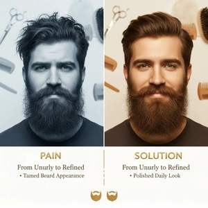 Set Regalo all'Ingrosso con Pettine, Spazzola e Forbici per Barba in Legno di Bambù, Kit per la Cura della Barba con Logo Personalizzato per Uomo - Product Image 5