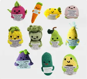 SZ753 Home Decoration Create Your Own Card Potato Funny Positive Potato Cute Handmade Knitted Plush Doll for Christmas