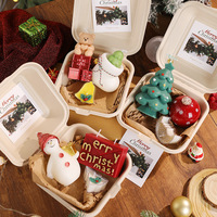 Boîte cadeau de bougies d'aromathérapie faites à la main style Ins avec motif sapin de Noël, non toxiques et à combustion lente
