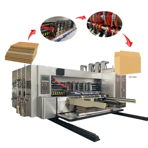 ผู้ผลิตกล่องกระดาษลูกฟูกอัตโนมัติ CE เครื่องพิมพ์เฟล็กโซกราฟี slotter เครื่องตัดตายบรรจุเครื่องบรรจุภัณฑ์ผู้ผลิต
