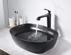 Medyag Color mate baño negro gabinete lavabo encimera redondo lavado a mano arte cerámica negro fregadero