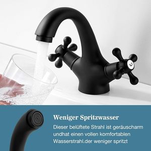 Grifo de Baño Negro, Grifo de Lavabo, Retro con Dos Manijas, <span class=keywords><strong>Grifos</strong></span> Vintage para Baño, Grifo Negro, Lavabo - Product Image 4