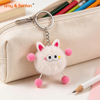 Porte-clés en peluche Kawaii, monstre de dessin animé, boule de fourrure, anneau porte-clés, oreilles de lapin amusantes, décoration de sac, cadeaux d'anniversaire pour enfants