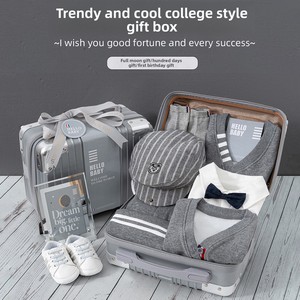 Tuta Grigia di Alta Qualità Stile College per Neonati, Giacca Pieghevole per Bambini, Confezione Regalo per Primo Compleanno - Product Image 1