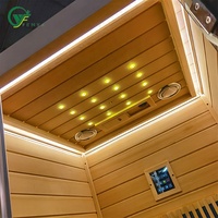 Sauna extérieur en bois massif de conception moderne pour 2 personnes, mini cube avec fonction infrarouge lointain