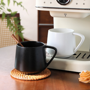 Nordic Minimalist <b>Ceramic</b> Mug Matte Finish Porcelain Office Coffee Tea <b>Cup</b> Gift Black White 7-Shaped Handle - Product Image 1