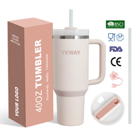 Venta al por mayor de set de regalo de vaso térmico de acero inoxidable 304 de doble pared de 40 oz para exteriores con asa y pajita