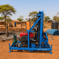 Petite foreuse hydraulique rotative diesel pour puits d'eau, moteur de pompe 25 CV, boîte de vitesses, portable, pour usage agricole et de construction, profondeur 200 m
