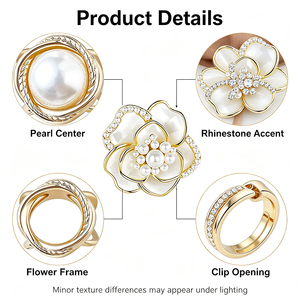 Boucle de Foulard Personnalisée en Alliage avec Perles et Strass, Clips Décoratifs pour Foulards et Ourlets de Chemises pour Femmes, Tenue Quotidienne - Product Image 2